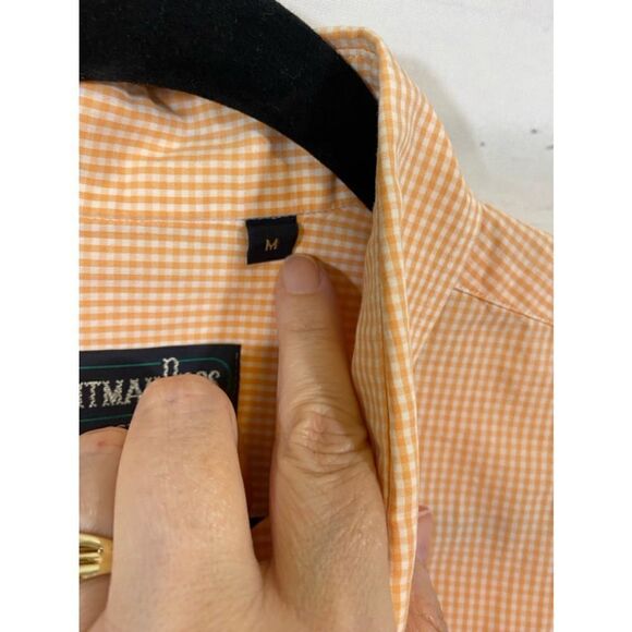 Men's Hartmarx Orange & White Gingham Button Down Shirt Size M - Picture 3 of 7